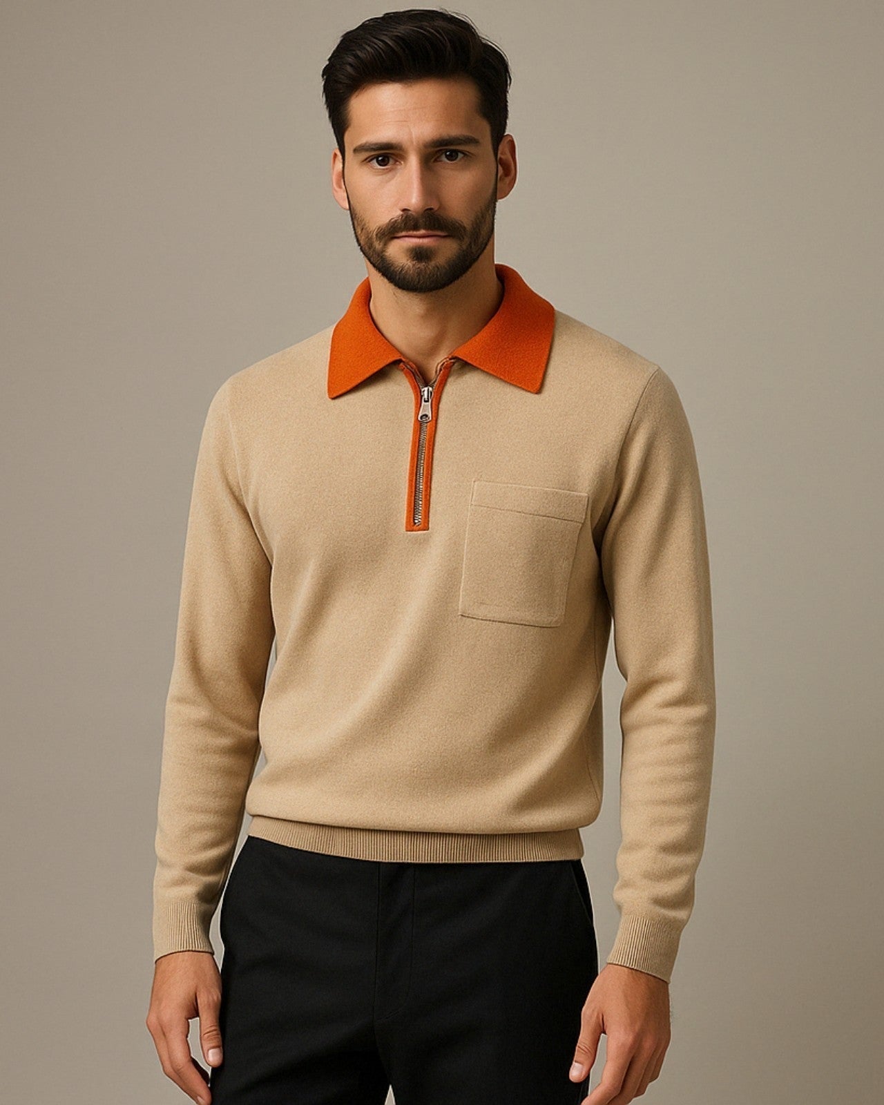 Maglione Uomo in Cashmere con Zip Morbido Raffinato Premium 2