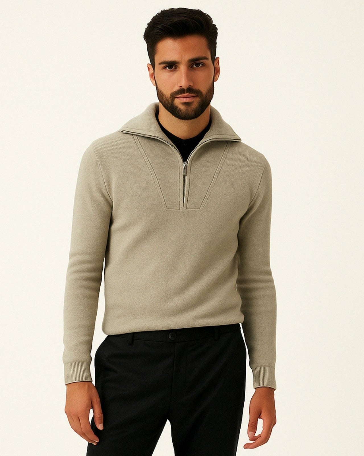 Maglione Uomo in Cashmere con Zip Texture Morbida Raffinata 2
