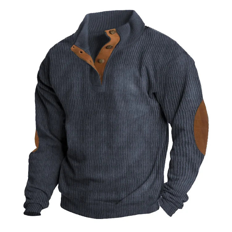Maglioni Uomo | Collo Alto con Bottoni & Toppe Gomiti Distintive