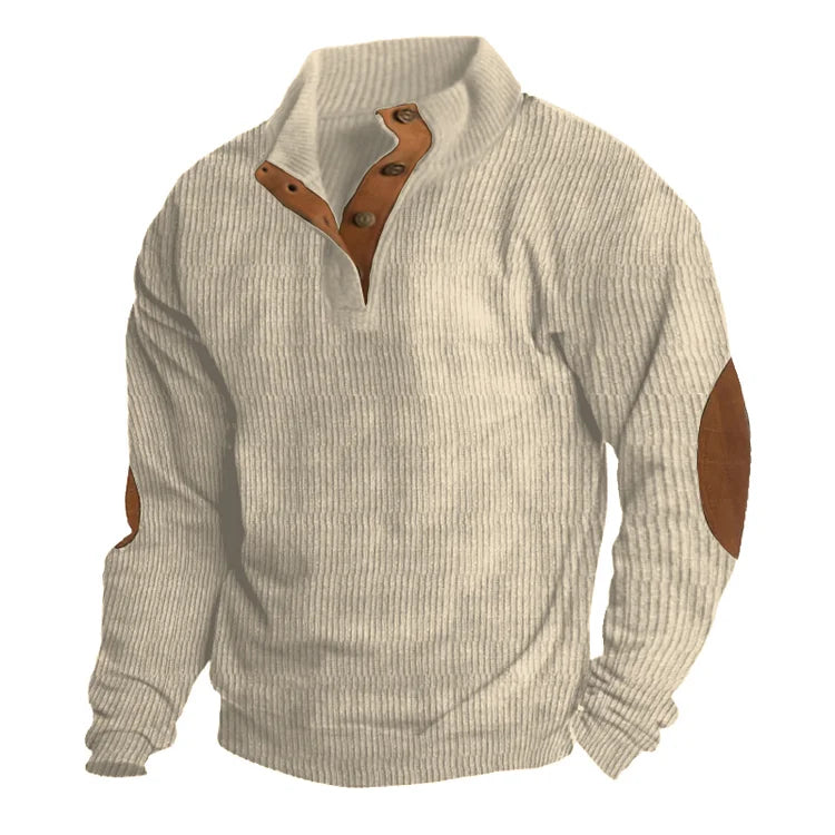 Maglioni Uomo | Collo Alto con Bottoni & Toppe Gomiti Distintive