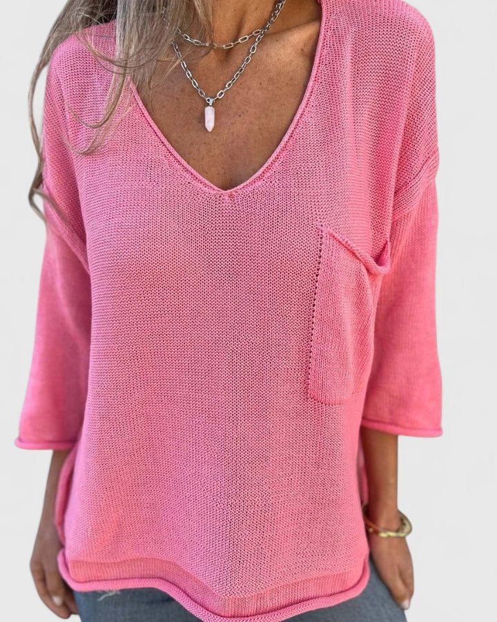 Maniche Lunghe Top Donna | Scollo a V e Vestibilità Rilassata