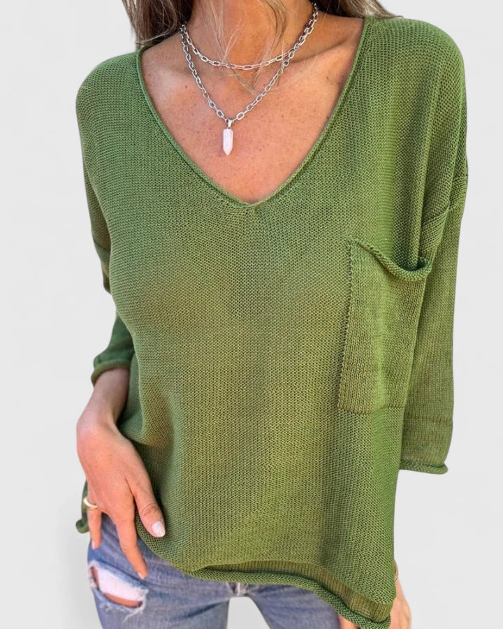 Maniche Lunghe Top Donna | Scollo a V e Vestibilità Rilassata