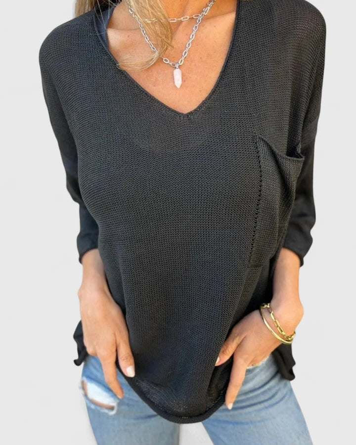 Maniche Lunghe Top Donna | Scollo a V e Vestibilità Rilassata