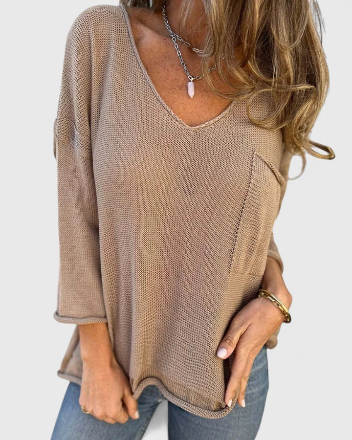 Maniche Lunghe Top Donna | Scollo a V e Vestibilità Rilassata