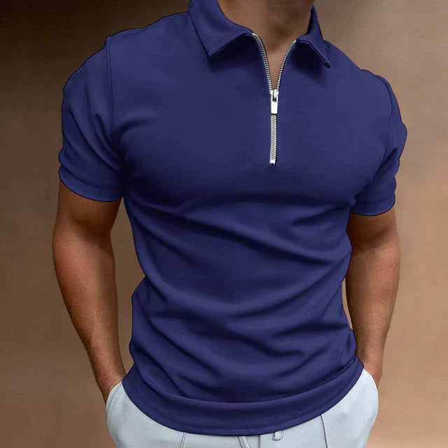 Mark| Polo estiva da uomo alla moda con dettagli eleganti e cerniera 2