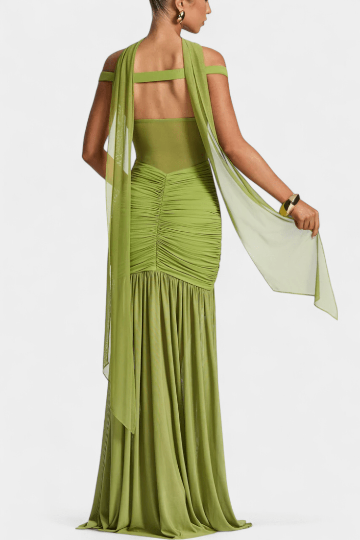 Maxi Abito Donna | Drappeggio Ruched & Spacco Alto Sensuale
