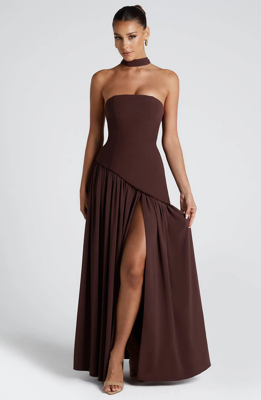 Maxi Abito Donna | Fluido Senza Spalline con Spacco & Silhouette Elegante