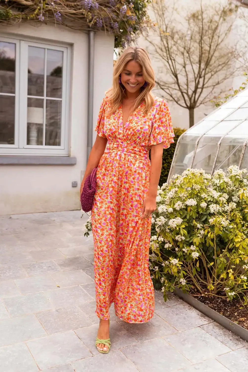 Maxi Abito Donna | Stampa Floreale Ditsy & Maniche a Farfalla