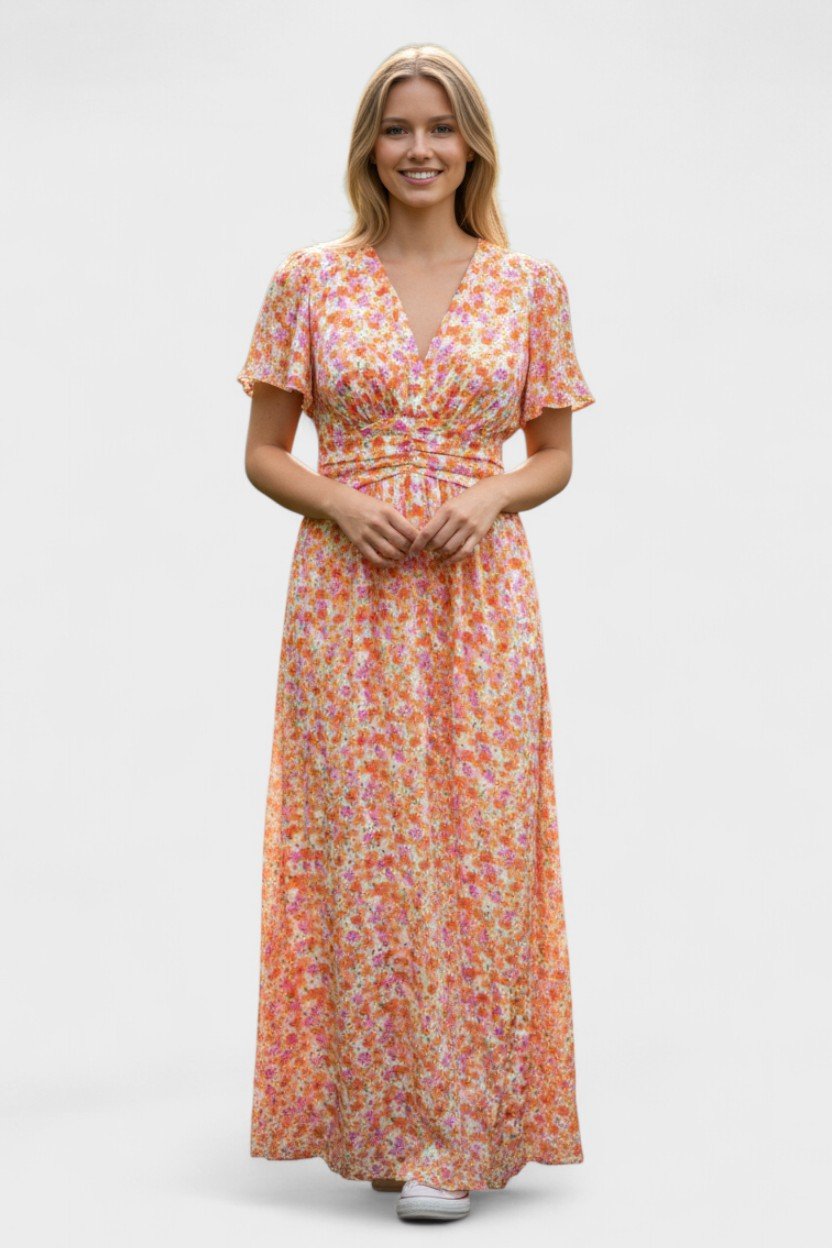 Maxi Abito Donna | Stampa Floreale Ditsy & Maniche a Farfalla