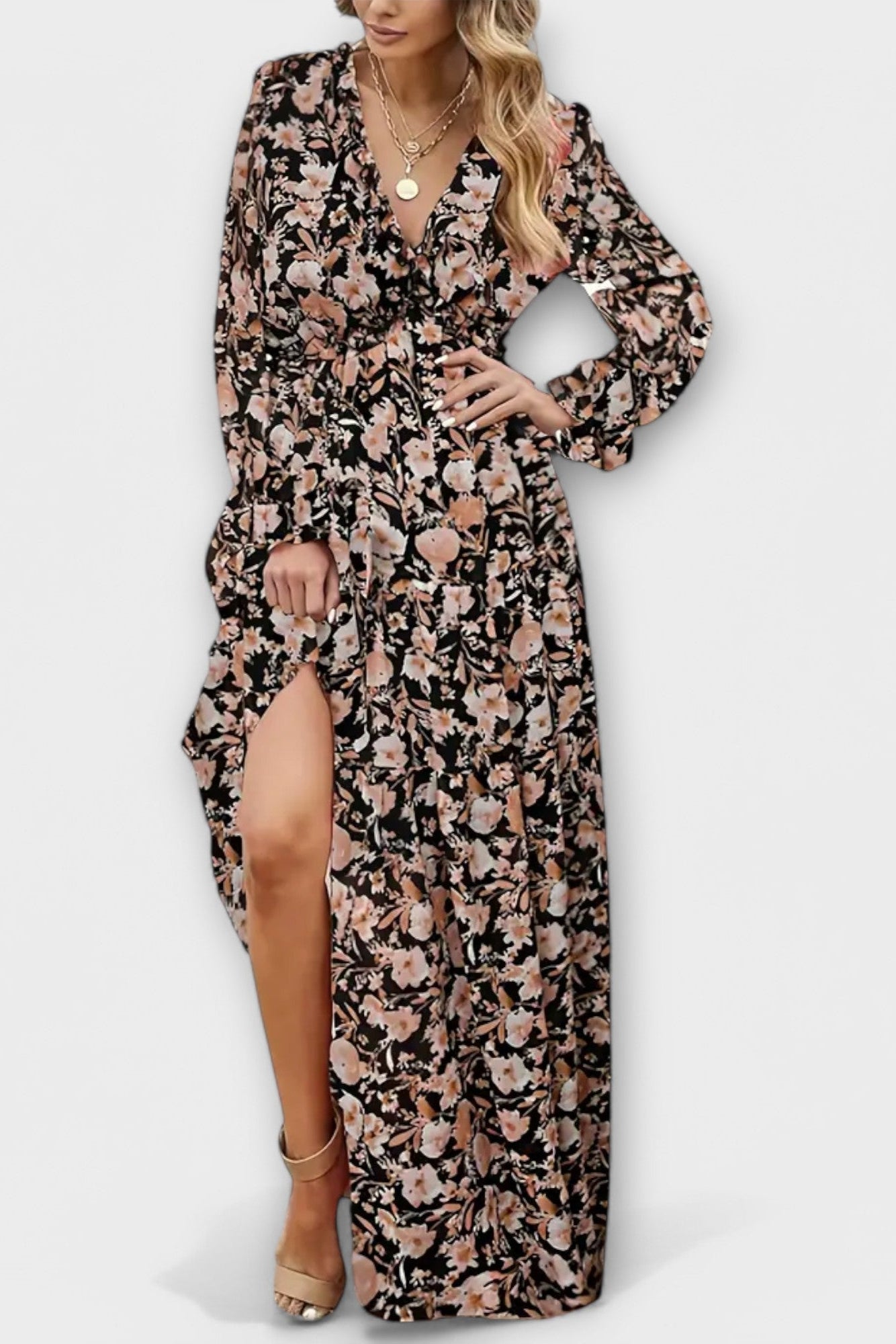 Maxi abito floreale Donna | Vita Elasticizzata & Silhouette Slanciata