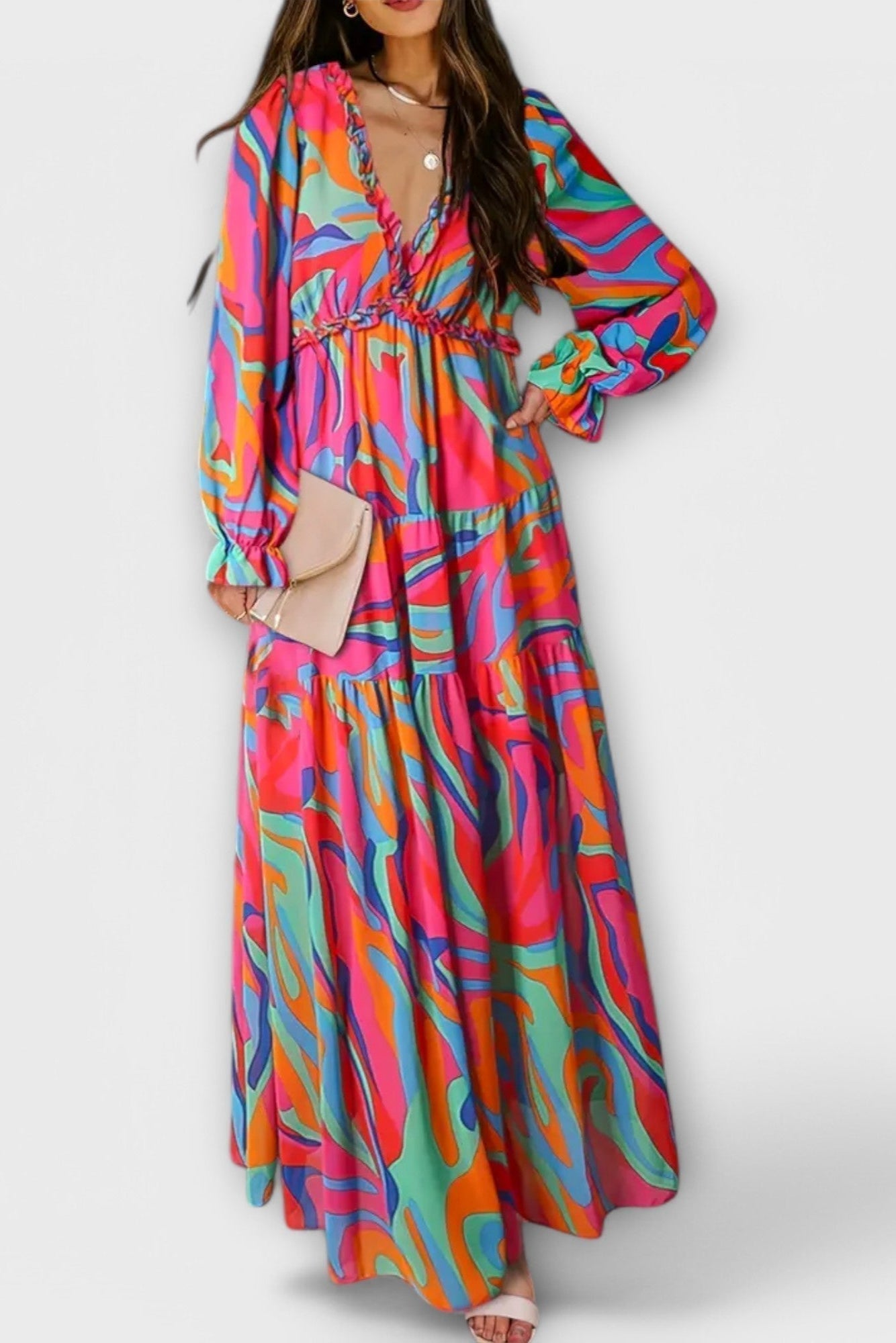 Maxi abito floreale Donna | Vita Elasticizzata & Silhouette Slanciata