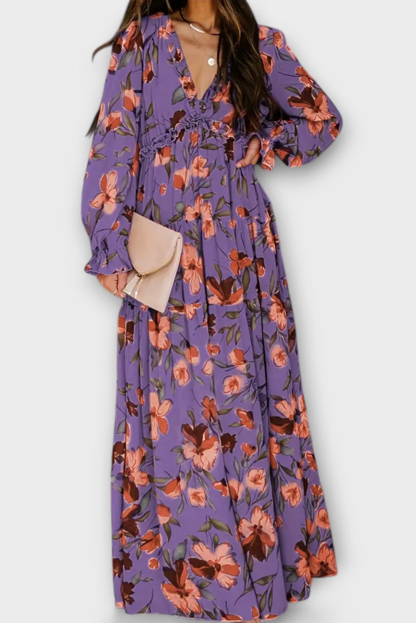 Maxi abito floreale Donna | Vita Elasticizzata & Silhouette Slanciata