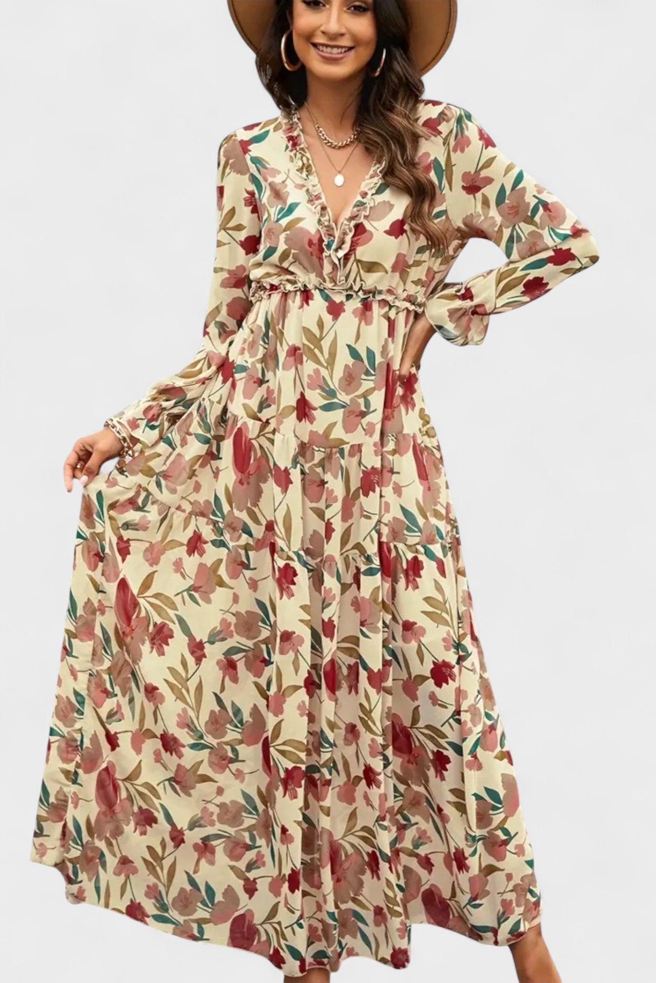 Maxi abito floreale Donna | Vita Elasticizzata & Silhouette Slanciata