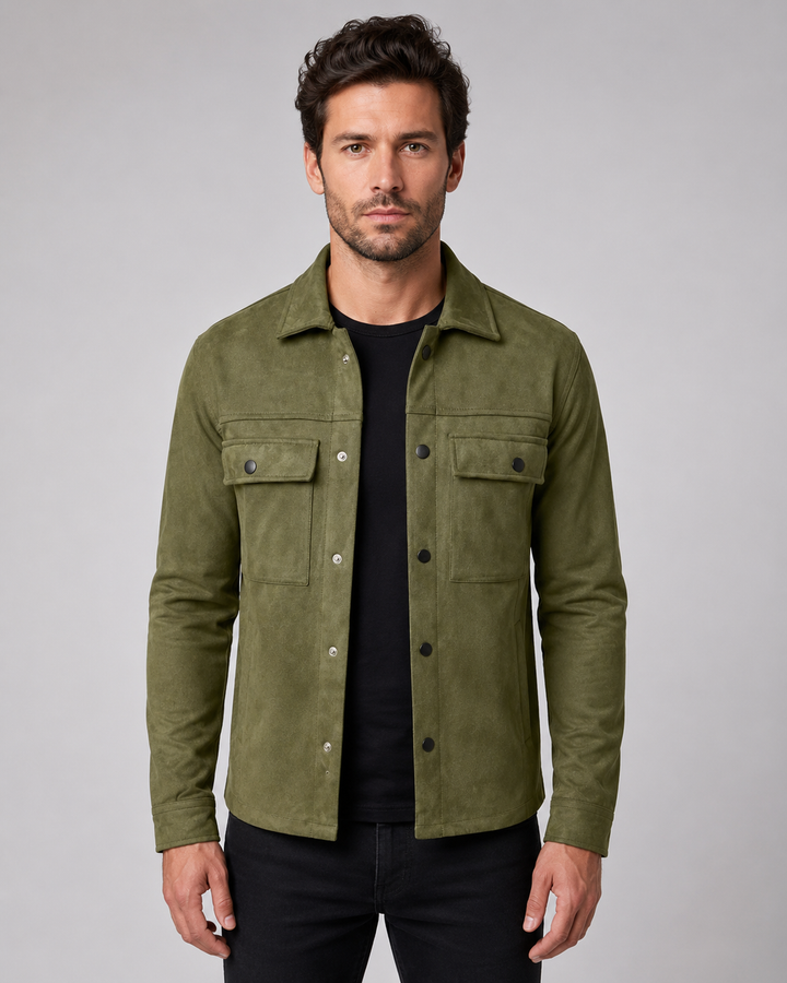 Giacca Camicia Uomo | Slim Effetto Scamosciato 8