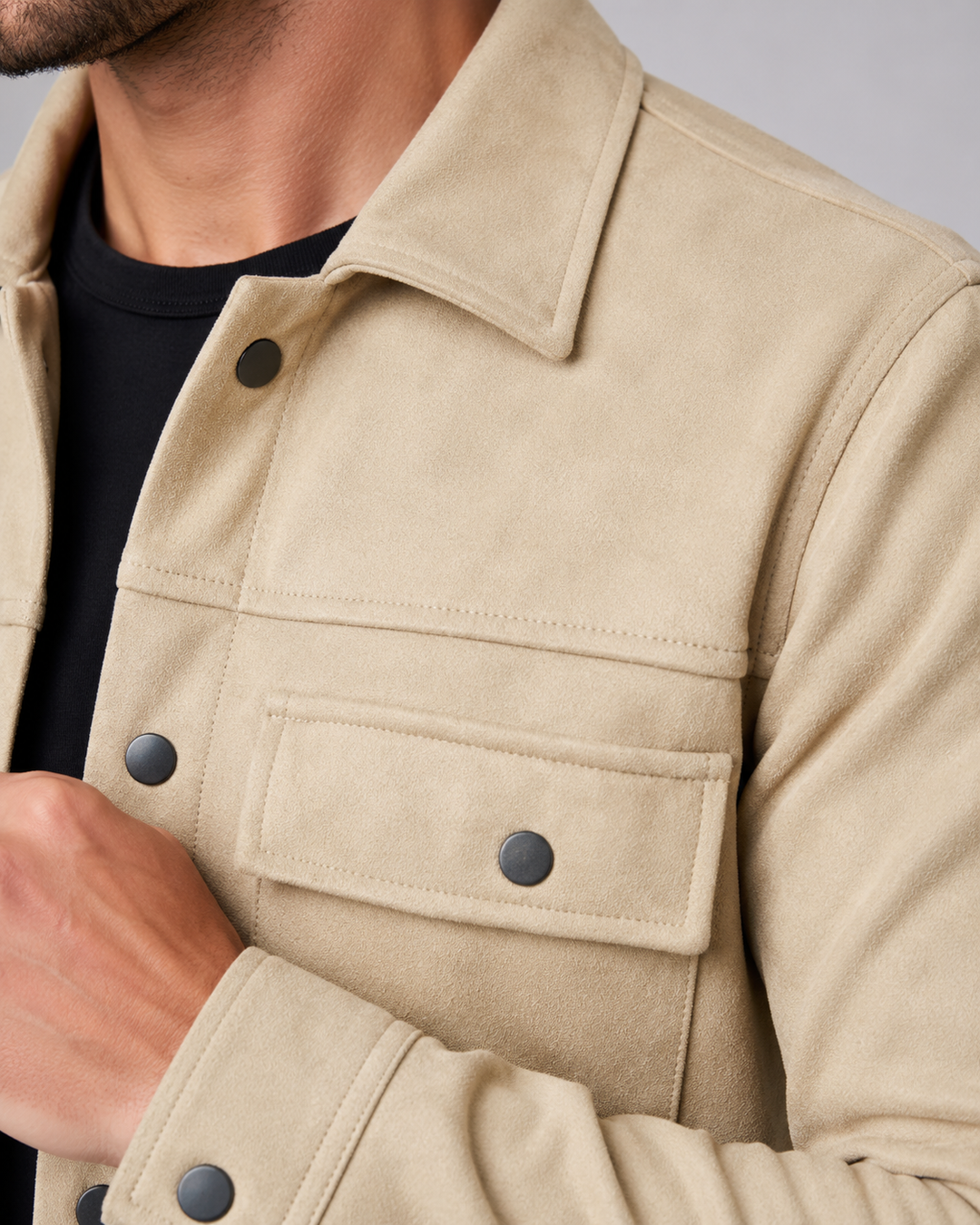 Giacca Camicia Uomo | Slim Effetto Scamosciato 3