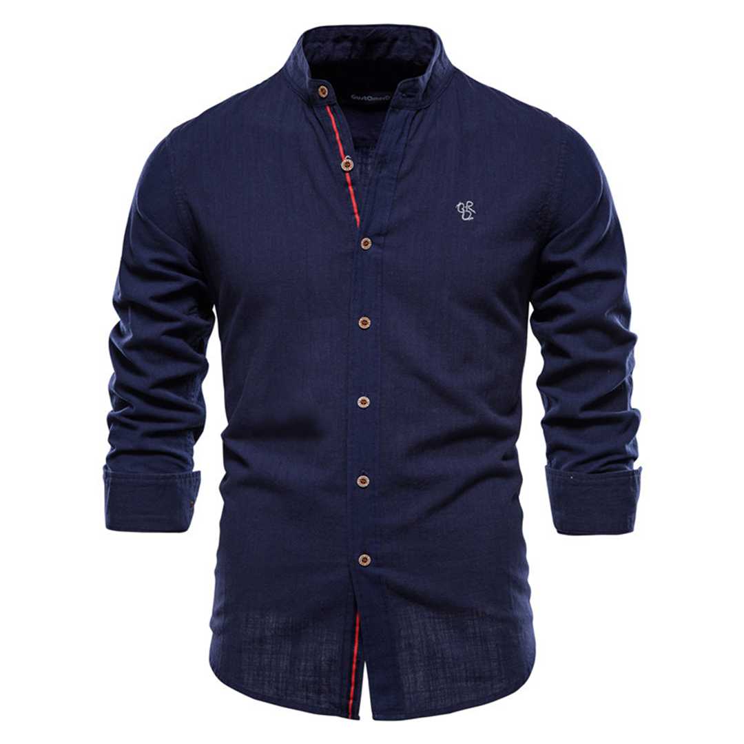 Men's Flannel Shirt Regular Fit Long Sleeves Collar with Button Front