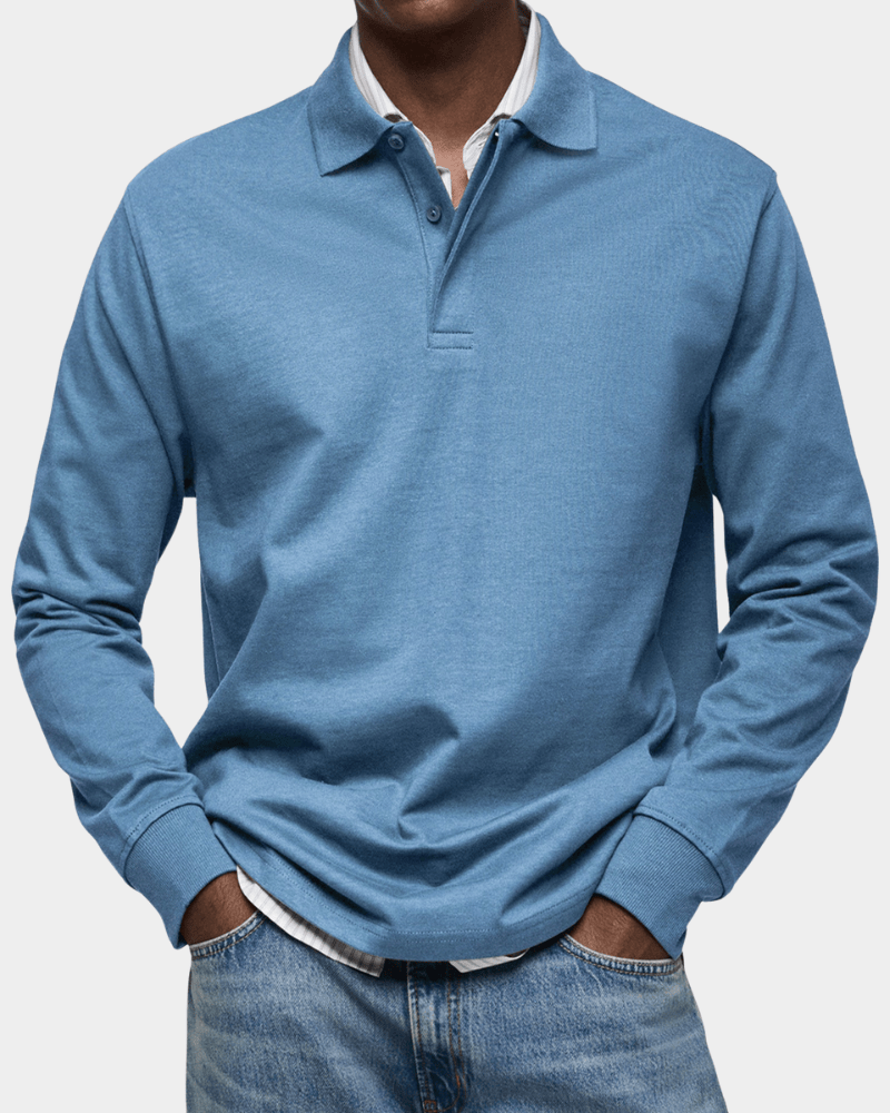 Men's Long-Sleeve Polo | Structured Collar & Versatile Style