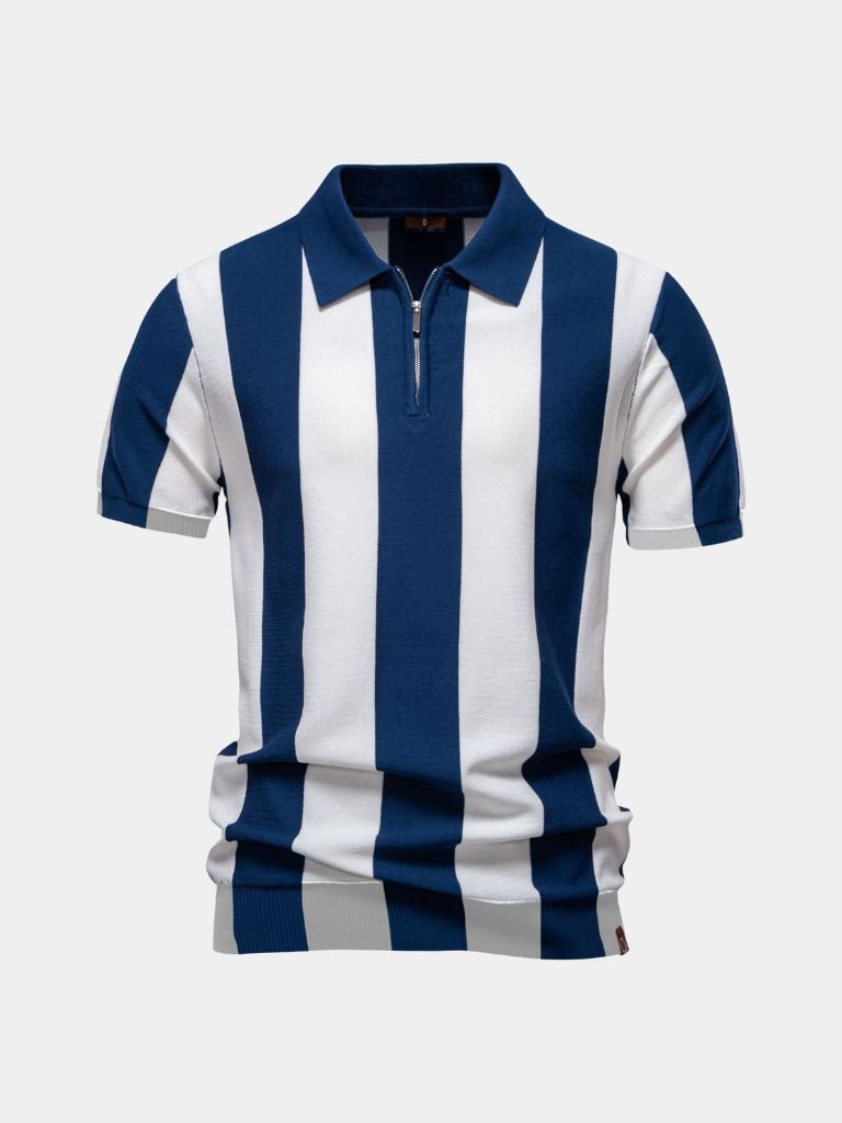 Men's Polo | Zip Collar & Bold Striped Style
