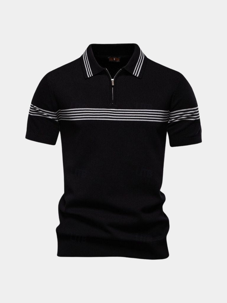 Men's Polo | Zip Collar & Slim Stripes