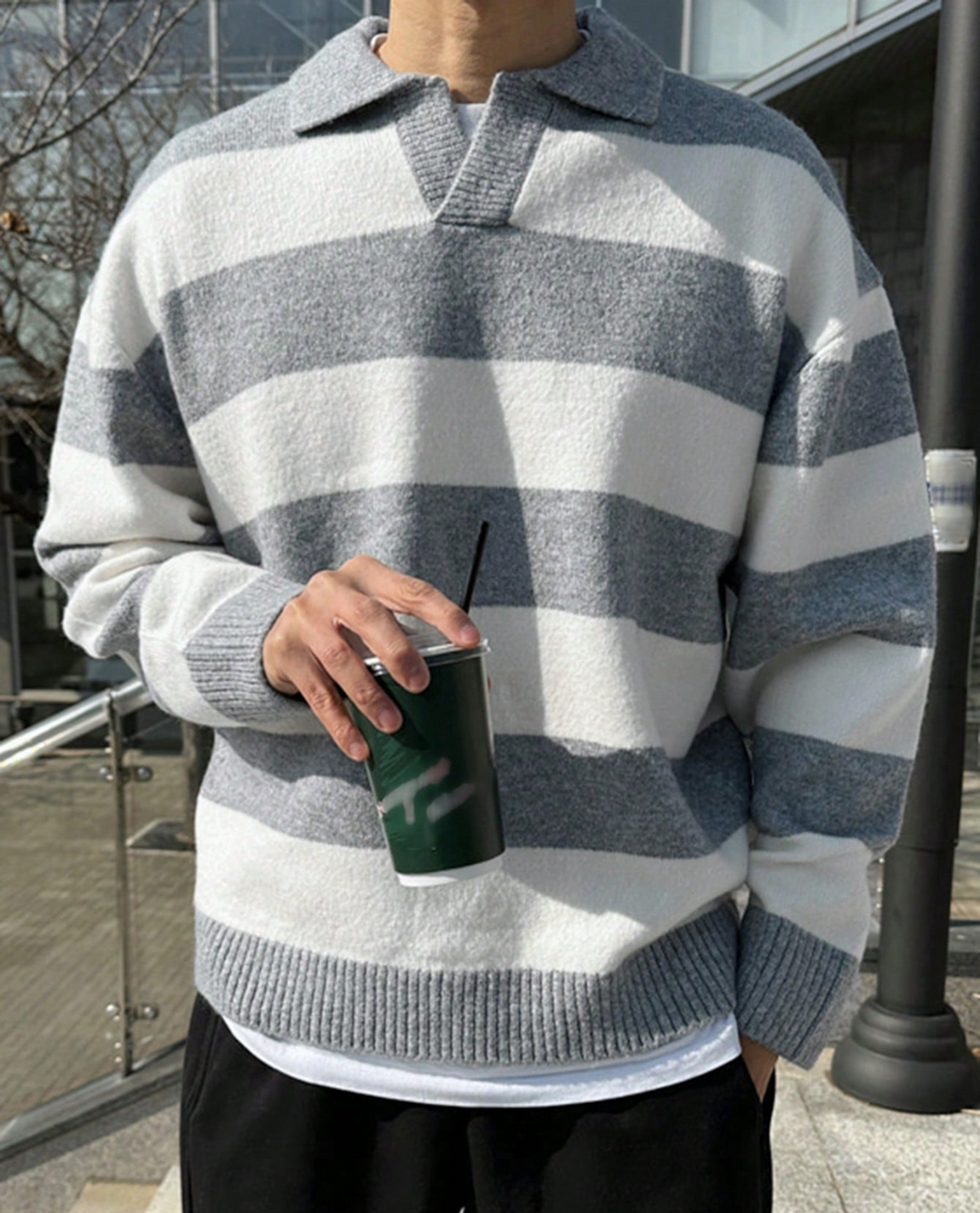 Maglione Polo Uomo | Maglia a Righe Traspirante 1
