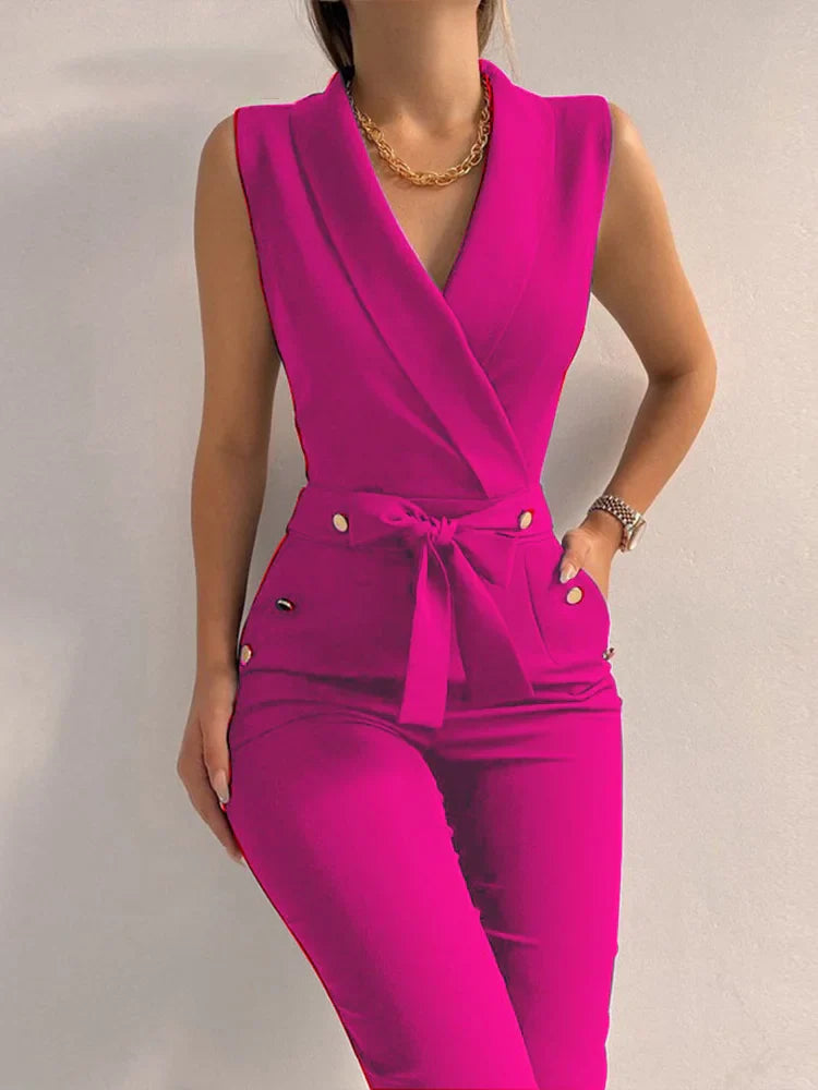 Migliora il tuo stile autunnale con la tuta JODY Chic con scollo a V 2