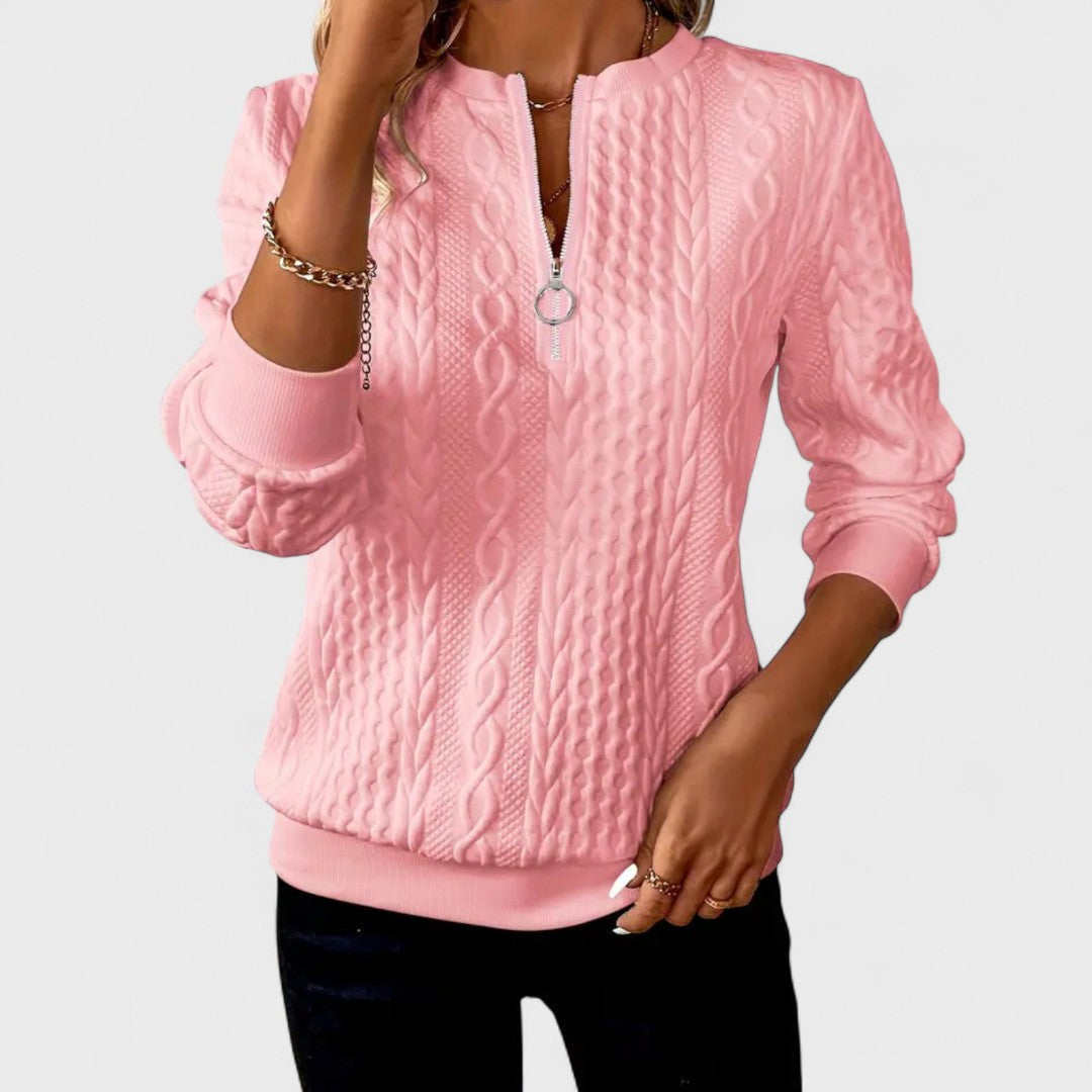 Minda - Maglione Da Donna Con Zip E Lavorazione A Trecce 0