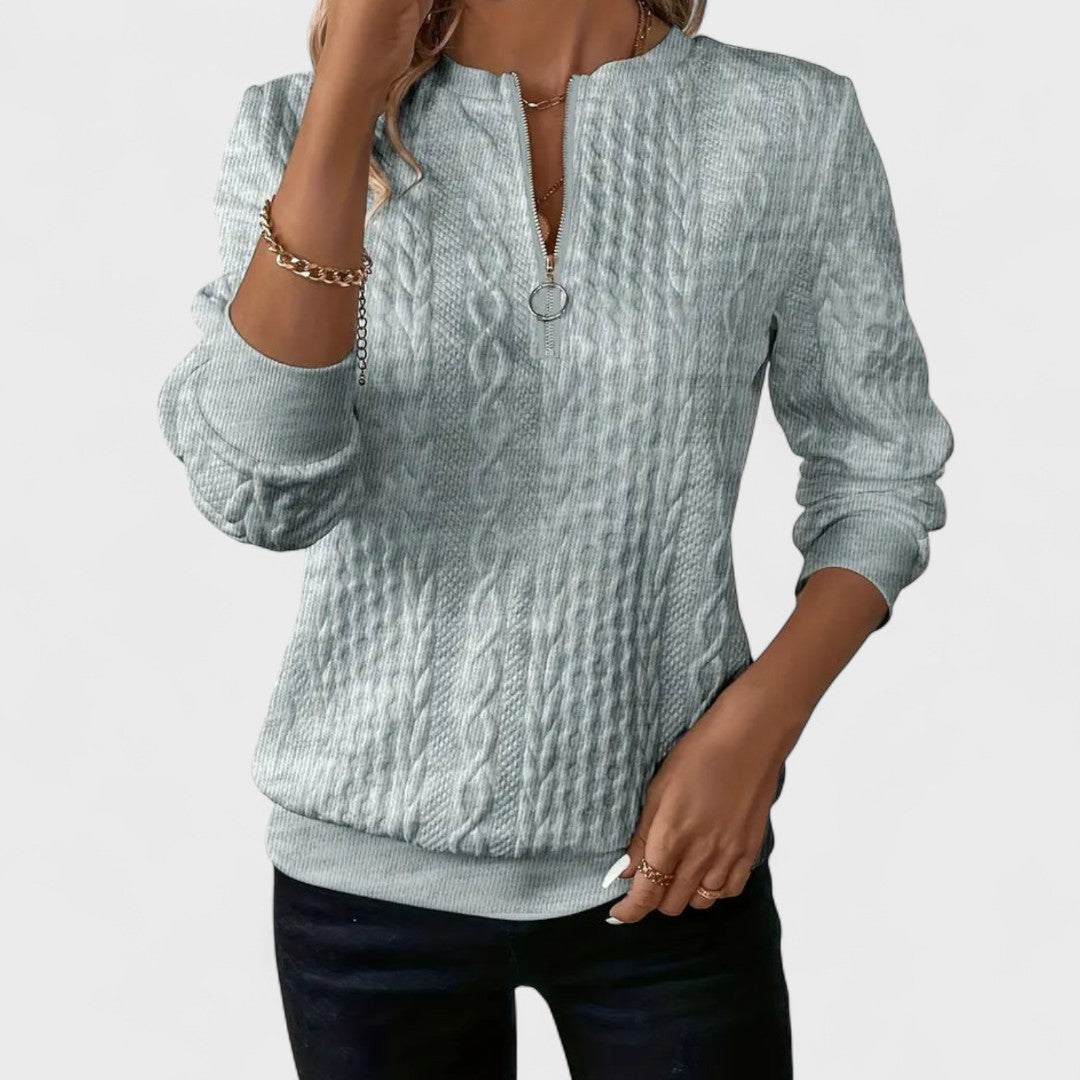 Minda - Maglione Da Donna Con Zip E Lavorazione A Trecce 1