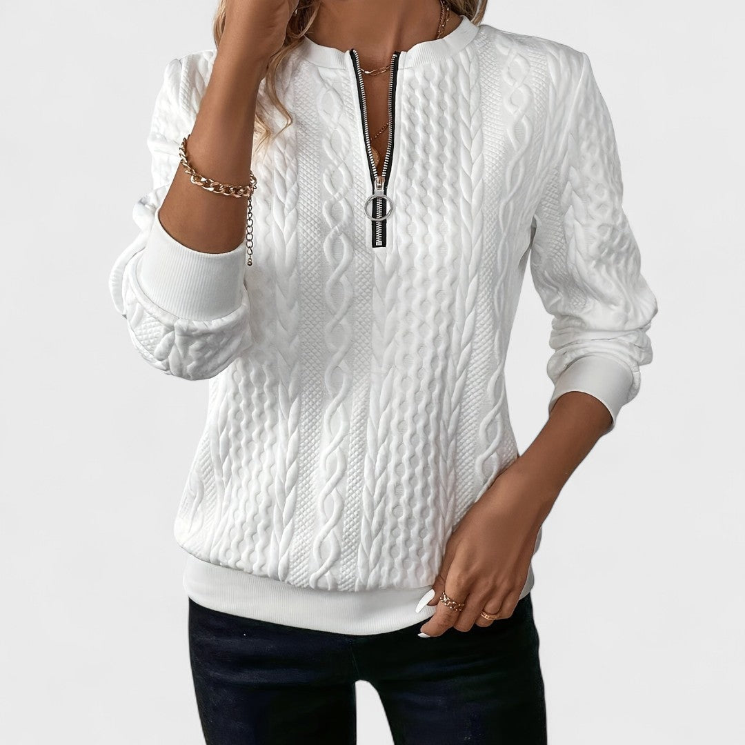 Minda - Maglione Da Donna Con Zip E Lavorazione A Trecce 2