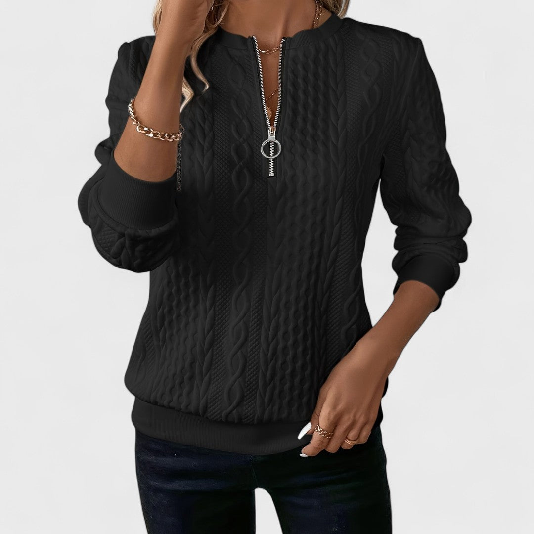 Minda - Maglione Da Donna Con Zip E Lavorazione A Trecce 3