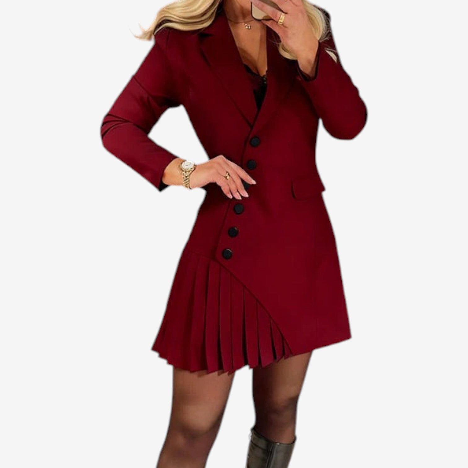 Mini Abito Donna | Blazer Sartoriale & Gonna Plissé