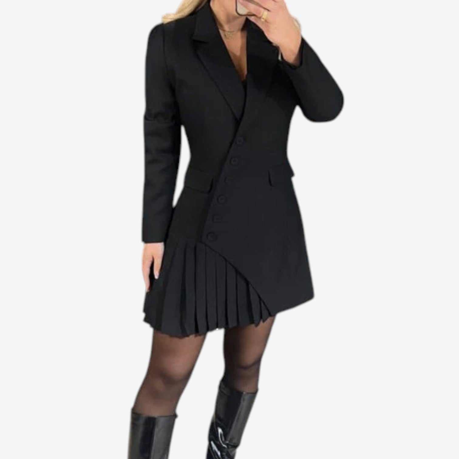 Mini Abito Donna | Blazer Sartoriale & Gonna Plissé