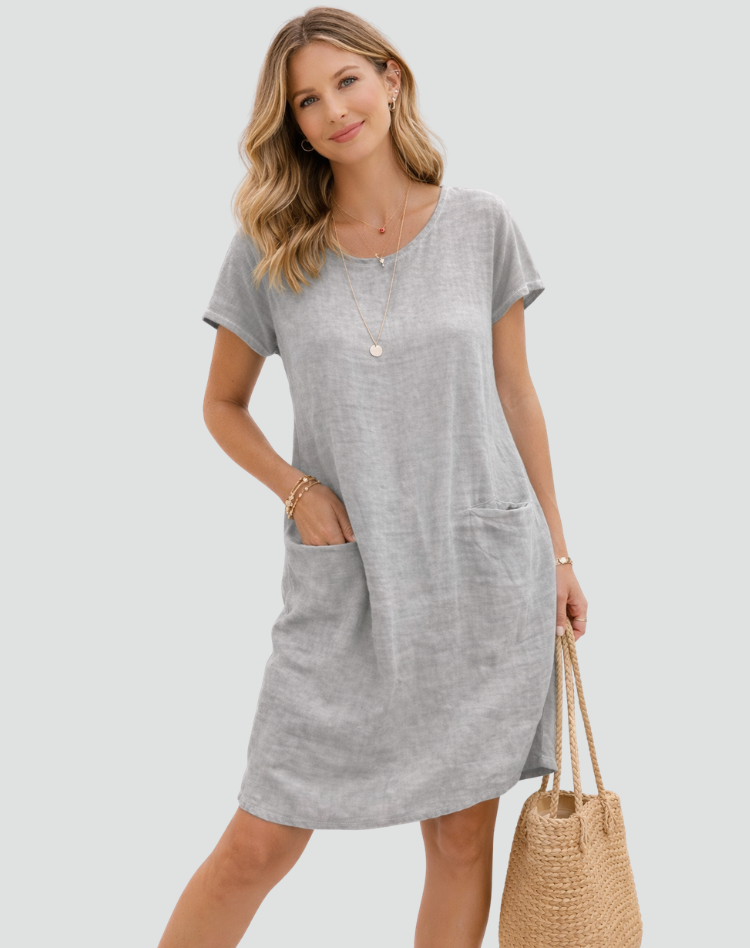 Mini abito da donna in lino con tasche - Leggero e disinvolto 3