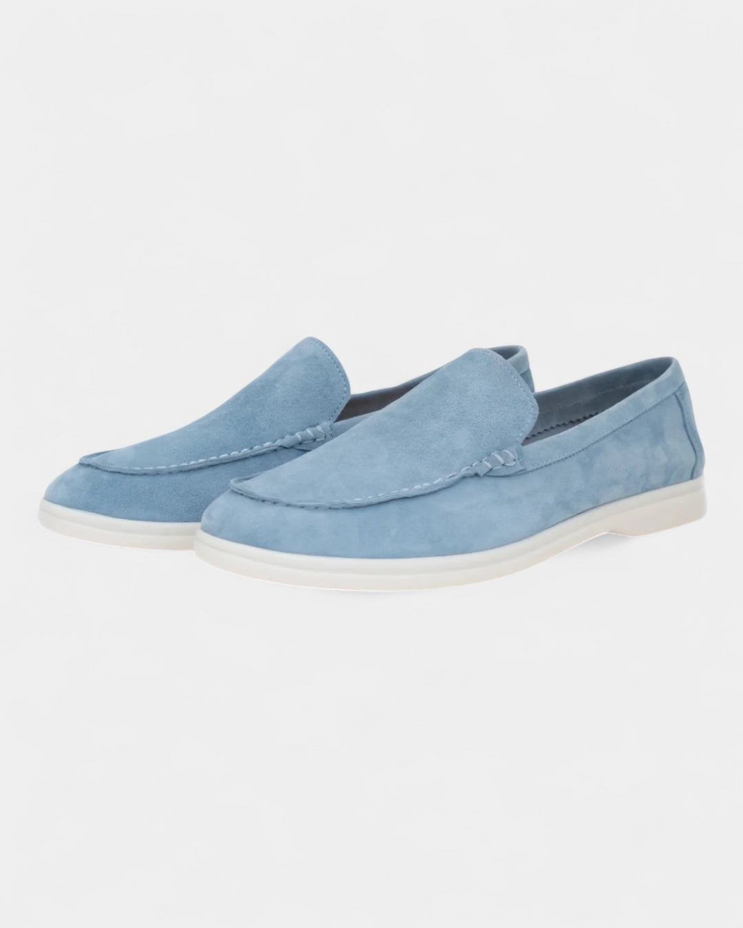 Mocassini Uomo in Camoscio Slip-On Profilo Basso Suola Bianca 10