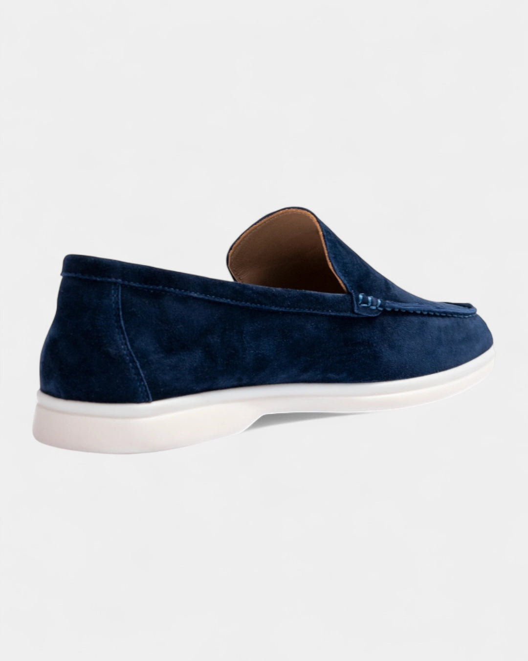 Mocassini Uomo in Camoscio Slip-On Profilo Basso Suola Bianca 2