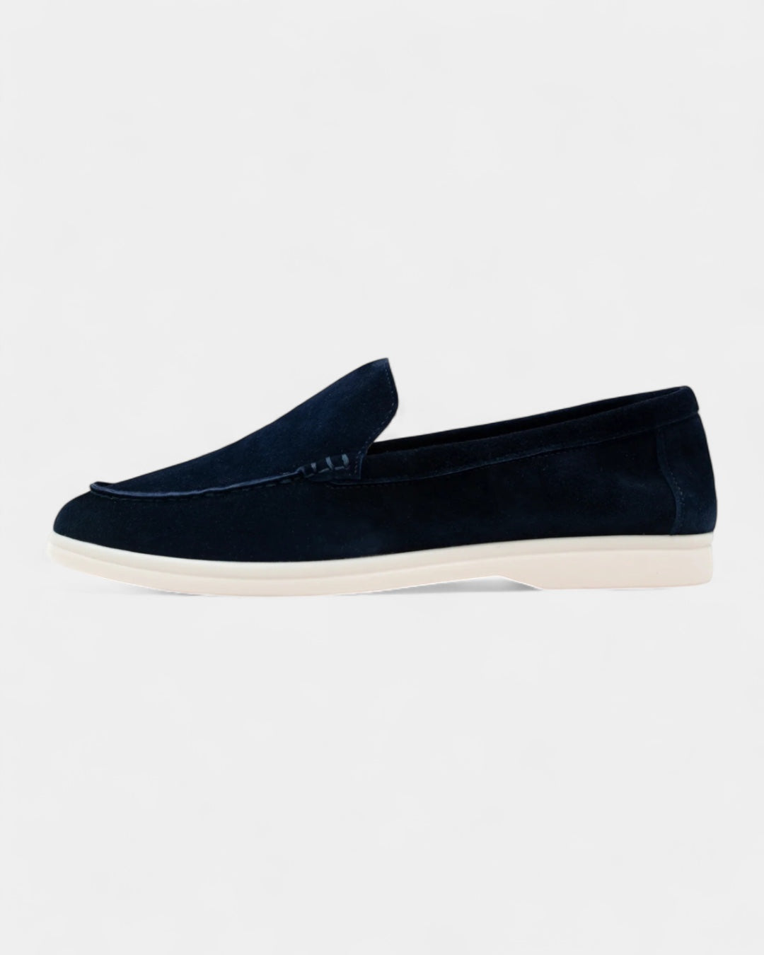 Mocassini Uomo in Camoscio Slip-On Profilo Basso Suola Bianca 4