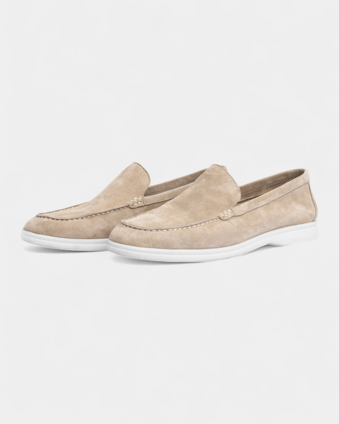 Mocassini Uomo in Camoscio Slip-On Profilo Basso Suola Bianca 5