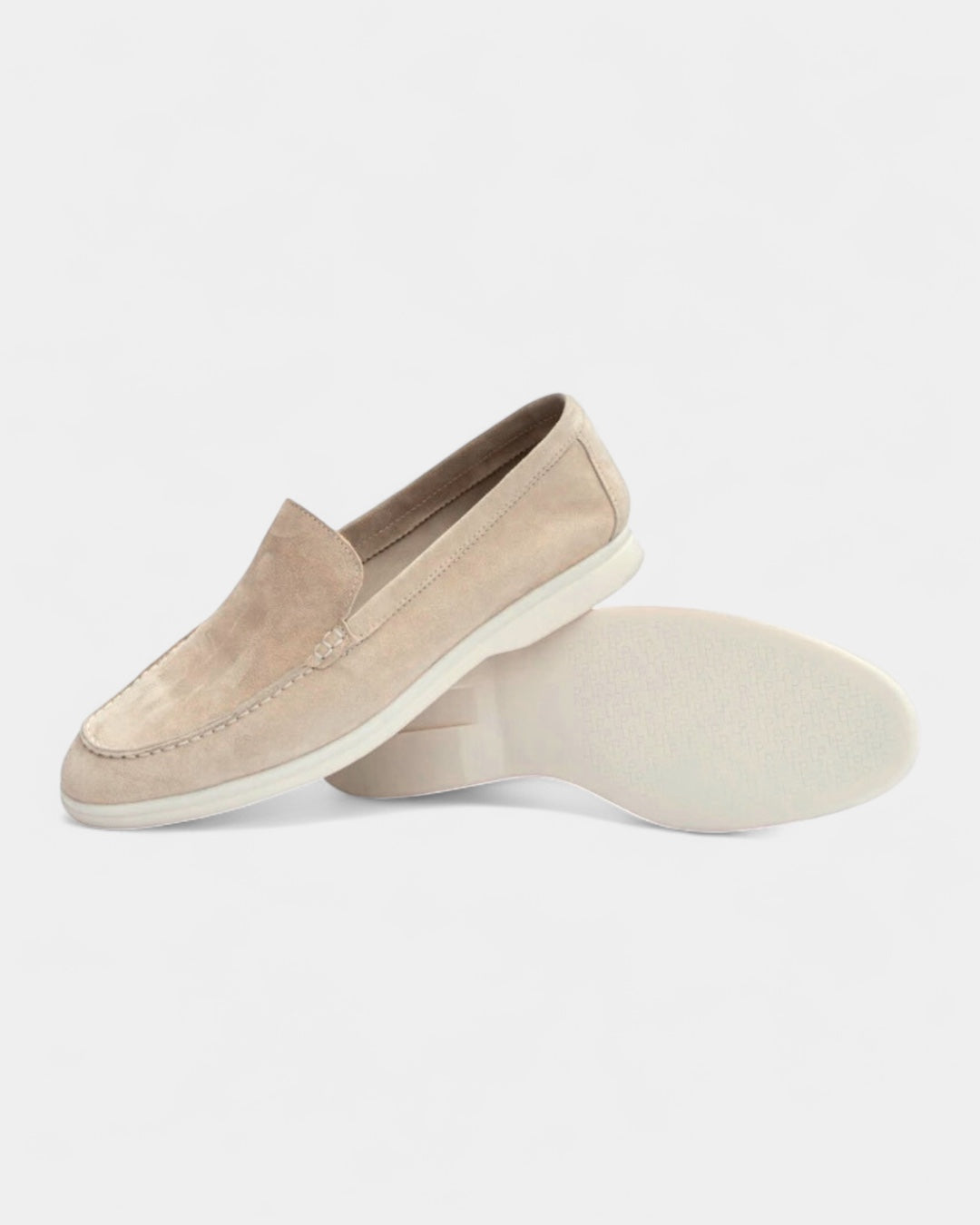 Mocassini Uomo in Camoscio Slip-On Profilo Basso Suola Bianca 6