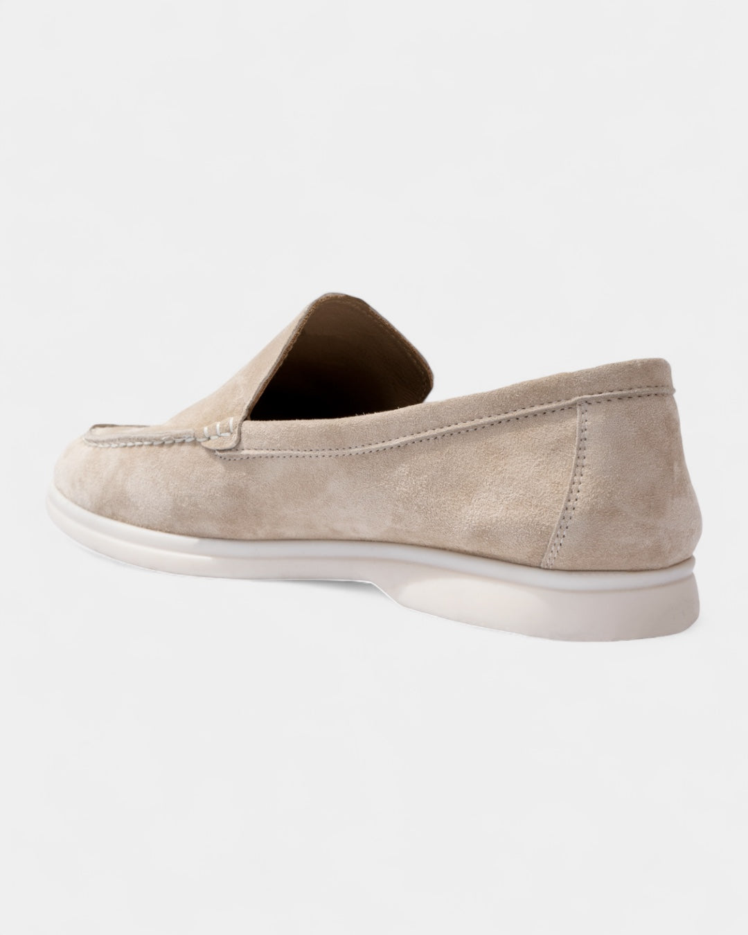 Mocassini Uomo in Camoscio Slip-On Profilo Basso Suola Bianca 8