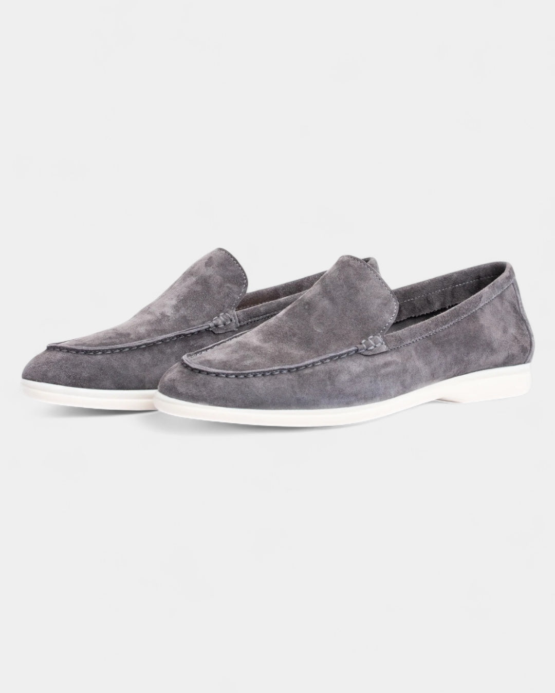 Mocassini Uomo in Camoscio Slip-On Profilo Basso Suola Bianca 9