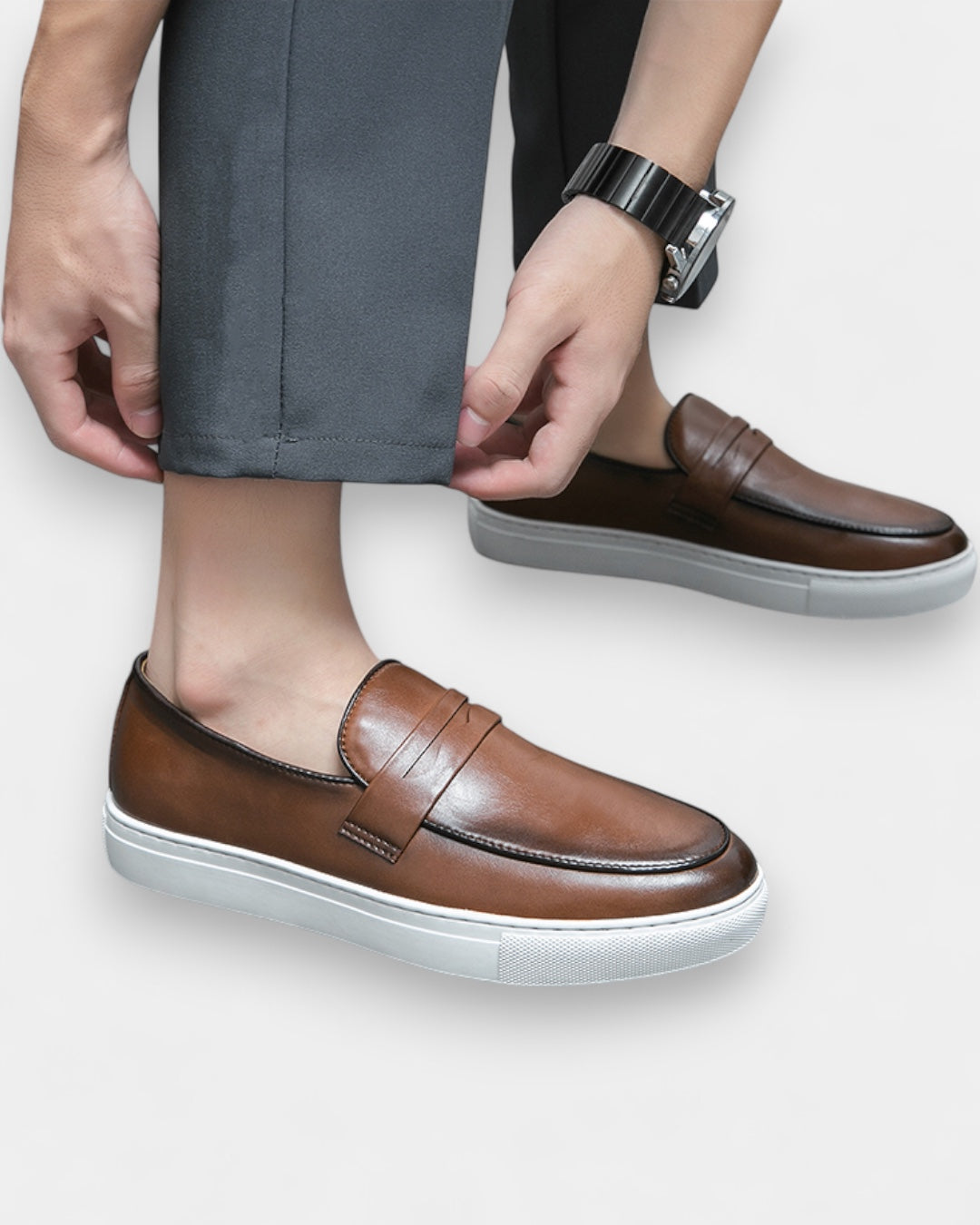 Mocassini Uomo in Pelle Slip-On Profilo Basso Fascetta 4