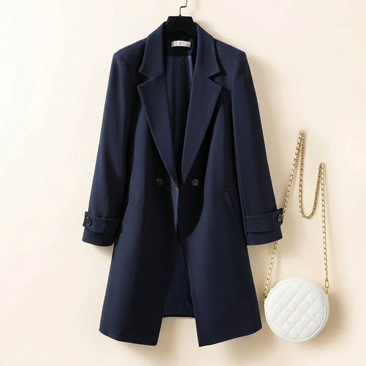 Relaxed Fit Thigh-Length Double-Breasted Coat for Women – Stylish &amp; Cozy Everyday Wear Caliboot