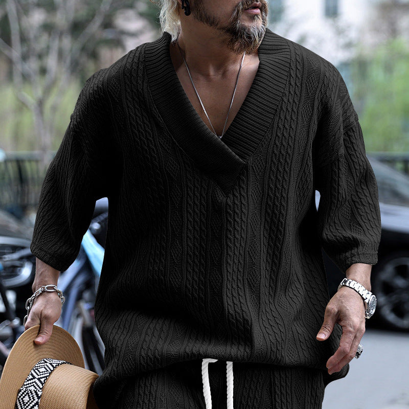 Men's Knit Pullover | V-Neck & Casual Comfort 1