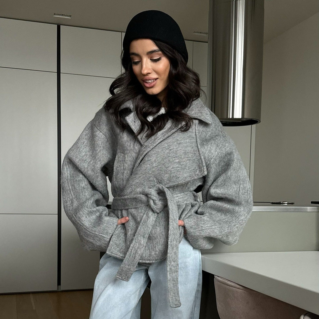 Women's Cropped Sweater Set | Zip Collar & Relaxed Fit 1