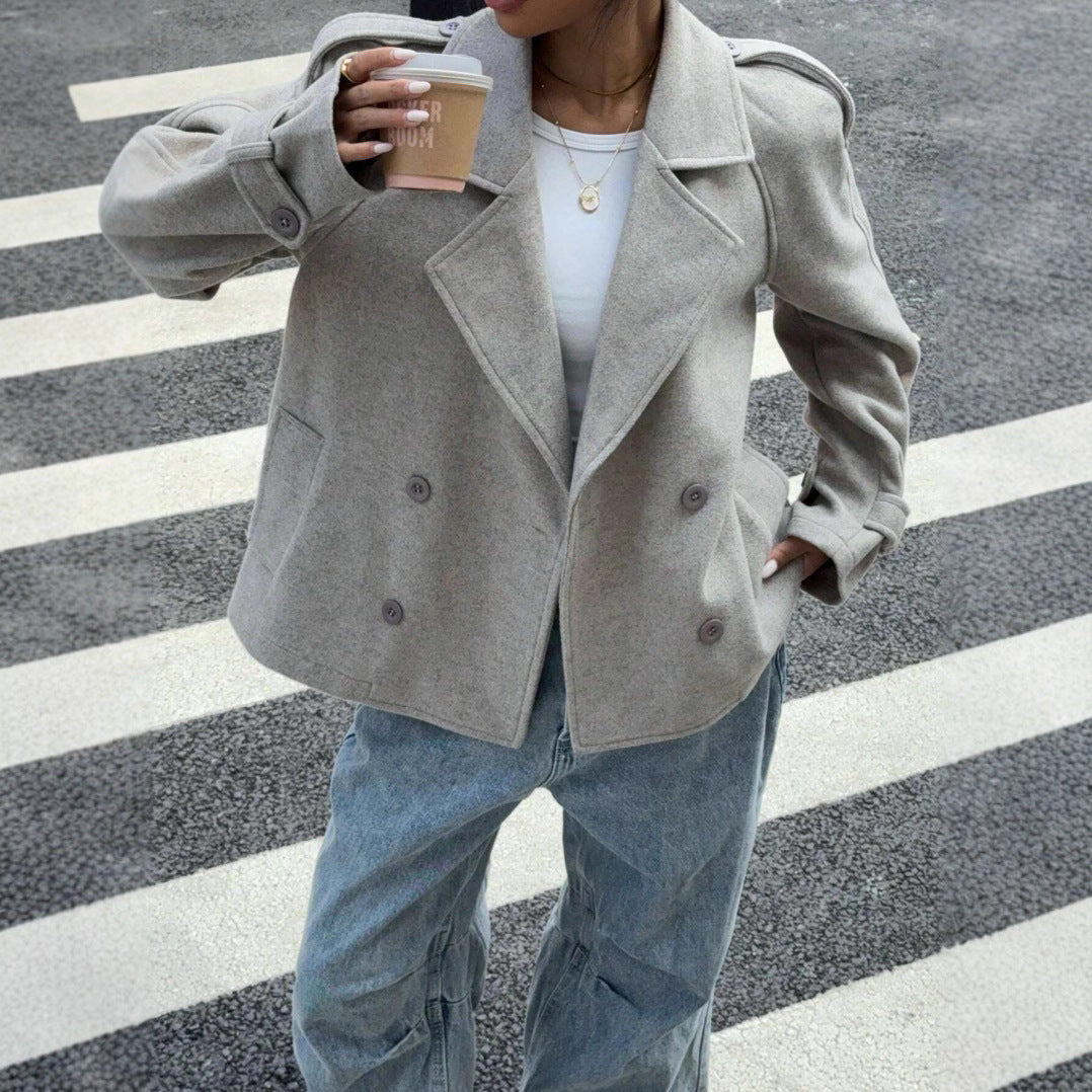 Women's Lapel Coat | Double-Breasted & Warm 1