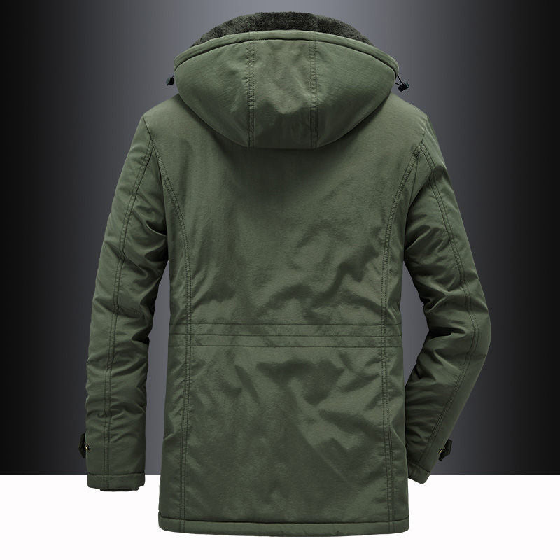 Fleece-Lined Hooded Thigh-Length Parka for Men – Warmth &amp; Functional Design Caliboot