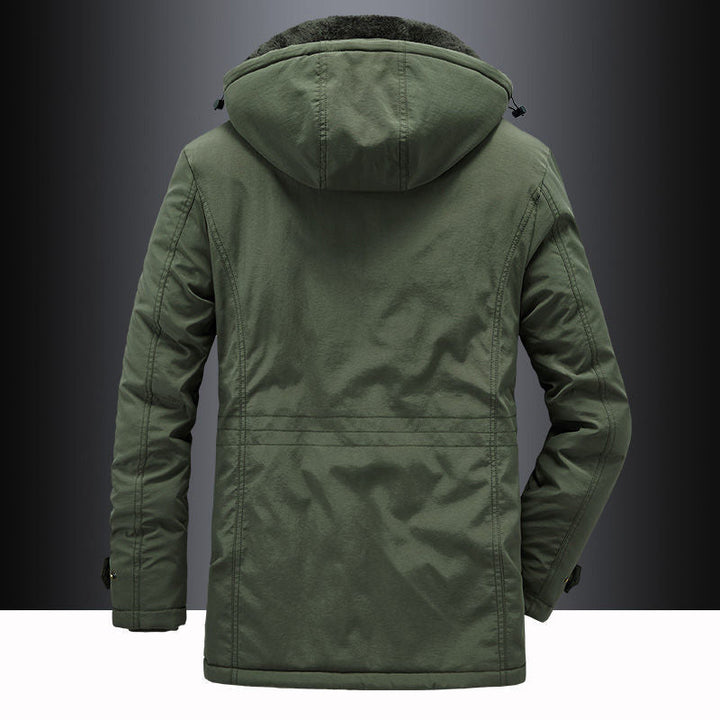 Fleece-Lined Hooded Thigh-Length Parka for Men – Warmth &amp; Functional Design Caliboot