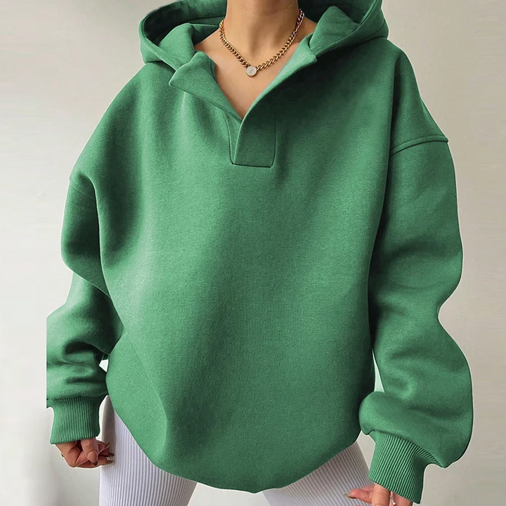 Dames Oversized Hoodie – Capuchon met Losvallende Comfortabele Pasvorm Groen / S - AIDA LENA