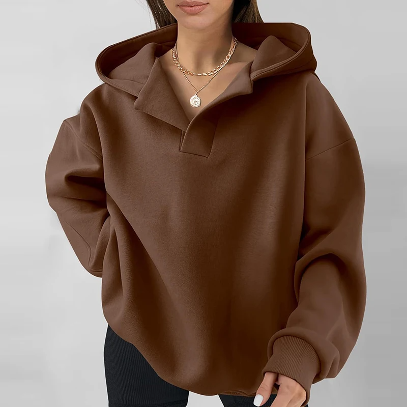 Dames Oversized Hoodie – Capuchon met Losvallende Comfortabele Pasvorm Groen / S - AIDA LENA