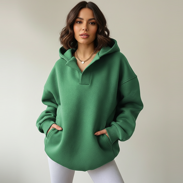 Dames Oversized Hoodie – Capuchon met Losvallende Comfortabele Pasvorm Groen / S - AIDA LENA