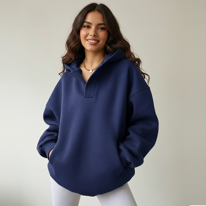 Dames Oversized Hoodie – Capuchon met Losvallende Comfortabele Pasvorm Navy / S - AIDA LENA